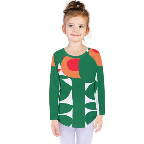 Portraits Plants Sunflower Green Orange Flower Kids  Long Sleeve Tee by Mariart