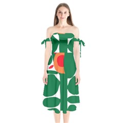 Portraits Plants Sunflower Green Orange Flower Shoulder Tie Bardot Midi Dress by Mariart