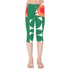 Portraits Plants Sunflower Green Orange Flower Kids  Capri Leggings 