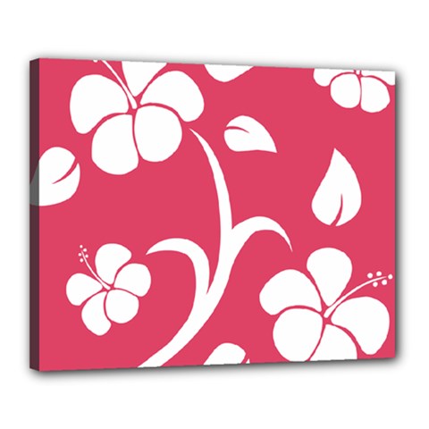 Pink Hawaiian Flower White Canvas 20  X 16  by Mariart