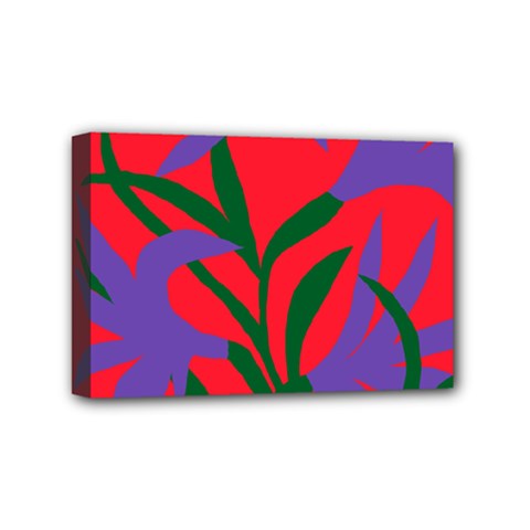 Purple Flower Red Background Mini Canvas 6  X 4  by Mariart