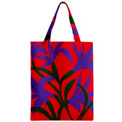 Purple Flower Red Background Zipper Classic Tote Bag