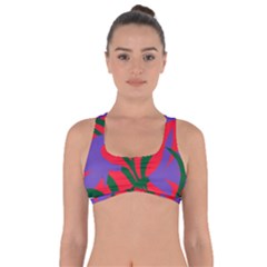 Purple Flower Red Background Got No Strings Sports Bra