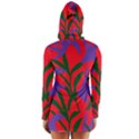 Purple Flower Red Background Women s Long Sleeve Hooded T-shirt View2