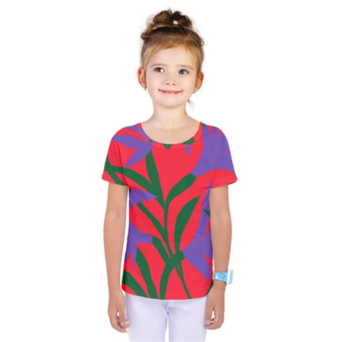 Purple Flower Red Background Kids  One Piece Tee by Mariart