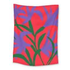 Purple Flower Red Background Medium Tapestry