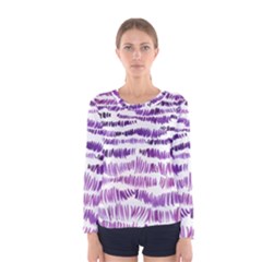 Original Feather Opaque Color Purple Women s Long Sleeve Tee