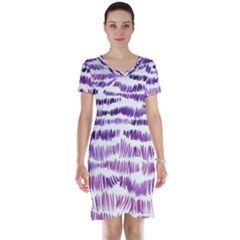 Original Feather Opaque Color Purple Short Sleeve Nightdress