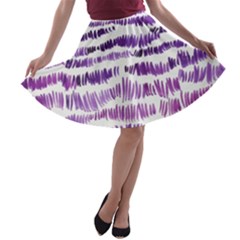 Original Feather Opaque Color Purple A-line Skater Skirt by Mariart