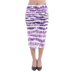 Original Feather Opaque Color Purple Midi Pencil Skirt