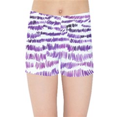 Original Feather Opaque Color Purple Kids Sports Shorts by Mariart