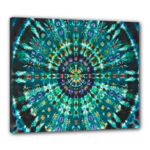 Peacock Throne Flower Green Tie Dye Kaleidoscope Opaque Color Canvas 24  X 20  by Mariart