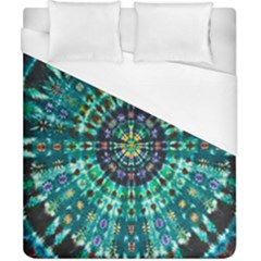 Peacock Throne Flower Green Tie Dye Kaleidoscope Opaque Color Duvet Cover (california King Size) by Mariart