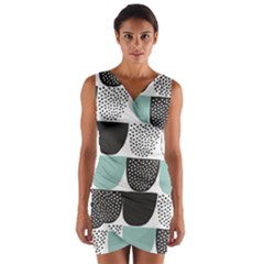 Sugar Blue Fabric Polka Dots Circle Wrap Front Bodycon Dress by Mariart