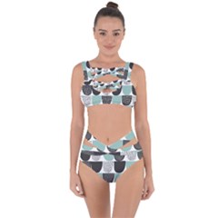 Sugar Blue Fabric Polka Dots Circle Bandaged Up Bikini Set 