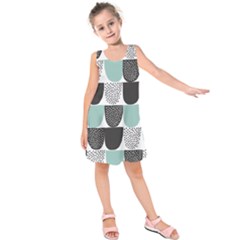 Sugar Blue Fabric Polka Dots Circle Kids  Sleeveless Dress by Mariart