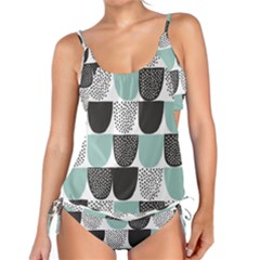 Sugar Blue Fabric Polka Dots Circle Tankini