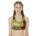 Red Blue Yellow Green Medium Rainbow Tie Dye Kaleidoscope Opaque Color Sports Bra with Border View1