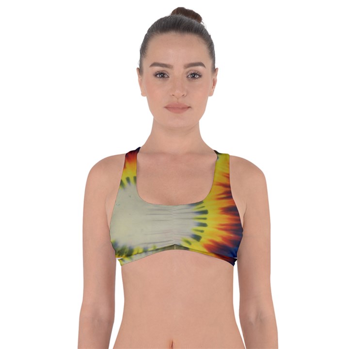 Red Blue Yellow Green Medium Rainbow Tie Dye Kaleidoscope Opaque Color Got No Strings Sports Bra