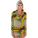 Red Blue Yellow Green Medium Rainbow Tie Dye Kaleidoscope Opaque Color Women s Long Sleeve Hooded T-shirt View1