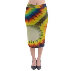 Red Blue Yellow Green Medium Rainbow Tie Dye Kaleidoscope Opaque Color Midi Pencil Skirt by Mariart