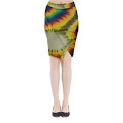 Red Blue Yellow Green Medium Rainbow Tie Dye Kaleidoscope Opaque Color Midi Wrap Pencil Skirt by Mariart