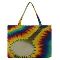 Red Blue Yellow Green Medium Rainbow Tie Dye Kaleidoscope Opaque Color Medium Zipper Tote Bag by Mariart