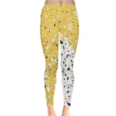 Spot Polka Dots Orange Black Leggings  by Mariart