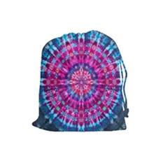 Red Blue Tie Dye Kaleidoscope Opaque Color Circle Drawstring Pouches (large)  by Mariart