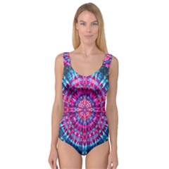 Red Blue Tie Dye Kaleidoscope Opaque Color Circle Princess Tank Leotard 