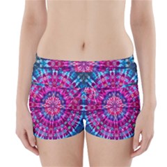 Red Blue Tie Dye Kaleidoscope Opaque Color Circle Boyleg Bikini Wrap Bottoms