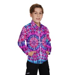 Red Blue Tie Dye Kaleidoscope Opaque Color Circle Wind Breaker (kids) by Mariart