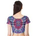 Red Purple Tie Dye Kaleidoscope Opaque Color Short Sleeve Crop Top (Tight Fit) View2