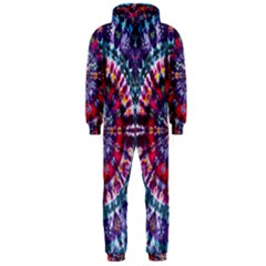 Red Purple Tie Dye Kaleidoscope Opaque Color Hooded Jumpsuit (men)  by Mariart