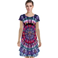 Red Purple Tie Dye Kaleidoscope Opaque Color Cap Sleeve Nightdress by Mariart