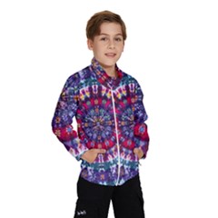 Red Purple Tie Dye Kaleidoscope Opaque Color Wind Breaker (kids) by Mariart