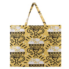 Trophy Beers Glass Drink Zipper Large Tote Bag