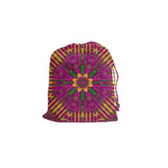 Feather Stars Mandala Pop Art Drawstring Pouches (small)  by pepitasart