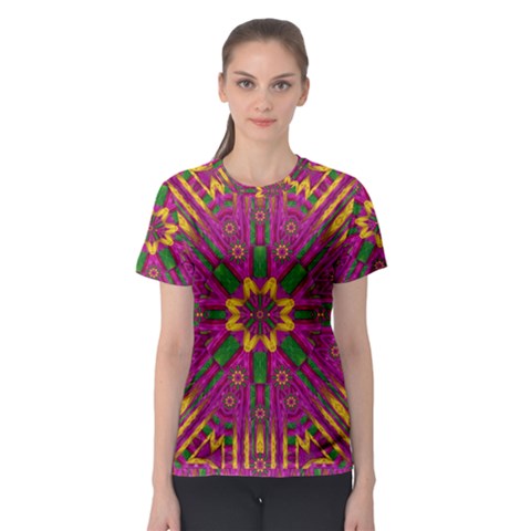 Feather Stars Mandala Pop Art Women s Sport Mesh Tee by pepitasart