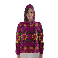 Feather Stars Mandala Pop Art Hooded Wind Breaker (women) by pepitasart