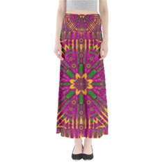 Feather Stars Mandala Pop Art Full Length Maxi Skirt by pepitasart