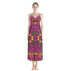 Feather Stars Mandala Pop Art Button Up Chiffon Maxi Dress