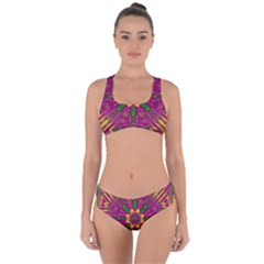 Feather Stars Mandala Pop Art Criss Cross Bikini Set by pepitasart