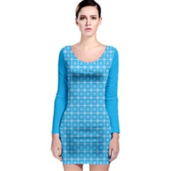 Simple Rectangular Pattern Long Sleeve Bodycon Dress