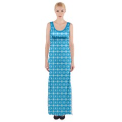 Simple Rectangular Pattern Maxi Thigh Split Dress