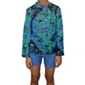 Blue And Green Tiles on black background Kids  Long Sleeve Swimwear View1