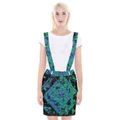 Blue And Green Tiles On Black Background Braces Suspender Skirt