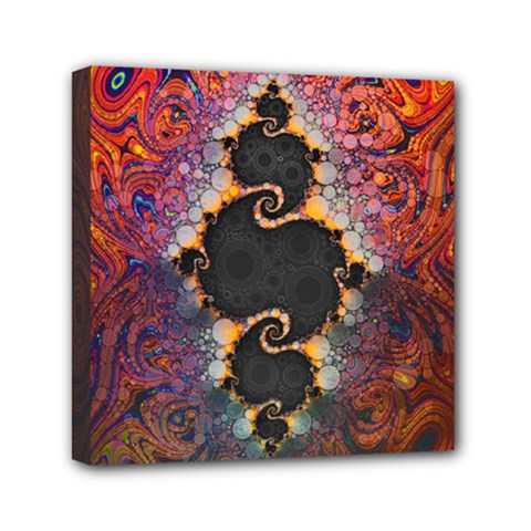 The Eye Of Julia, A Rainbow Fractal Paint Swirl Mini Canvas 6  X 6  by jayaprime