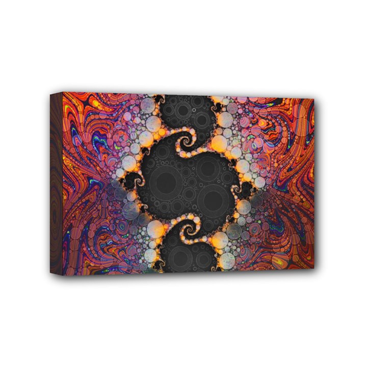 The Eye Of Julia, A Rainbow Fractal Paint Swirl Mini Canvas 6  x 4 