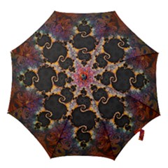 The Eye Of Julia, A Rainbow Fractal Paint Swirl Hook Handle Umbrellas (small) by jayaprime